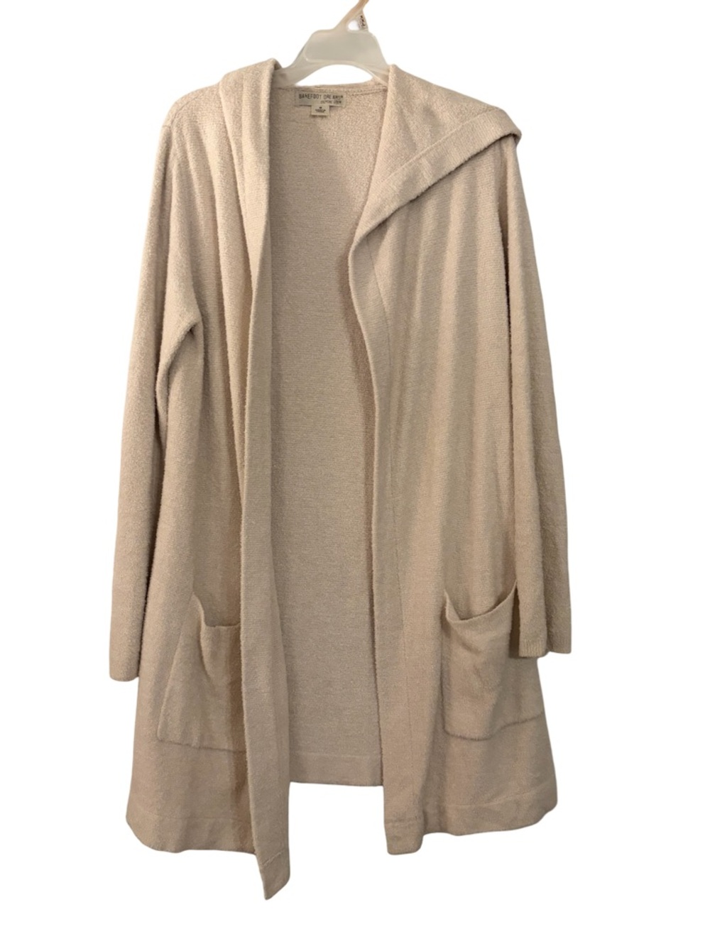 Barefoot Dreams CozyChic Lite Hooded Cardigan – Taupe (Women’s Medium)